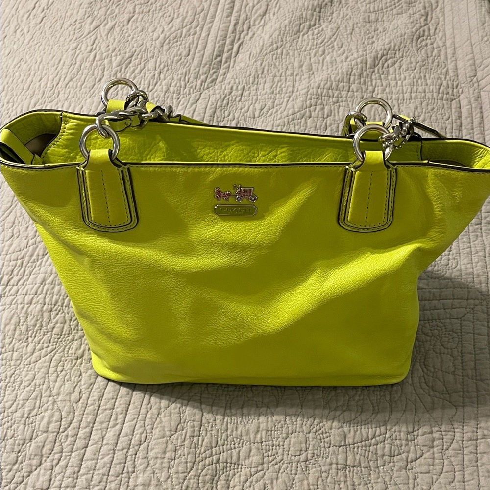 Coach Neon Yellow Leather Tote